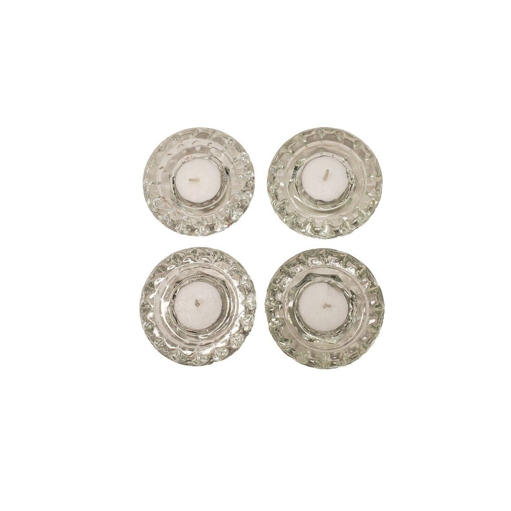 Candle Set of 4 Pasari Crystal Candle/tea Light Holders.  Tea Lights Included.